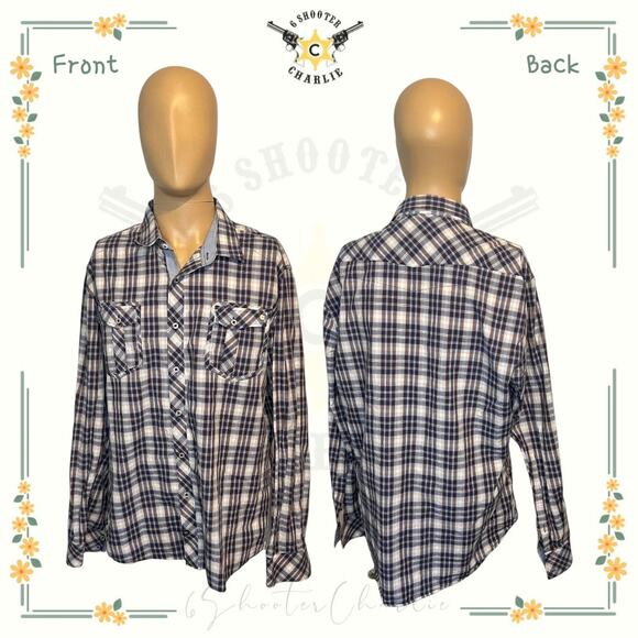 7 Diamonds Mens 2XL Shirt Long Sleeve Button-Front Multicolor Plaid Slim Fit - Picture 1 of 7